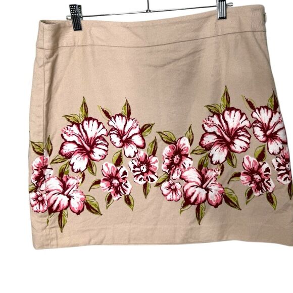 LOFT OUTLET pencil skirt SIZE 12 tan pink floral side zip lined - Picture 1 of 7